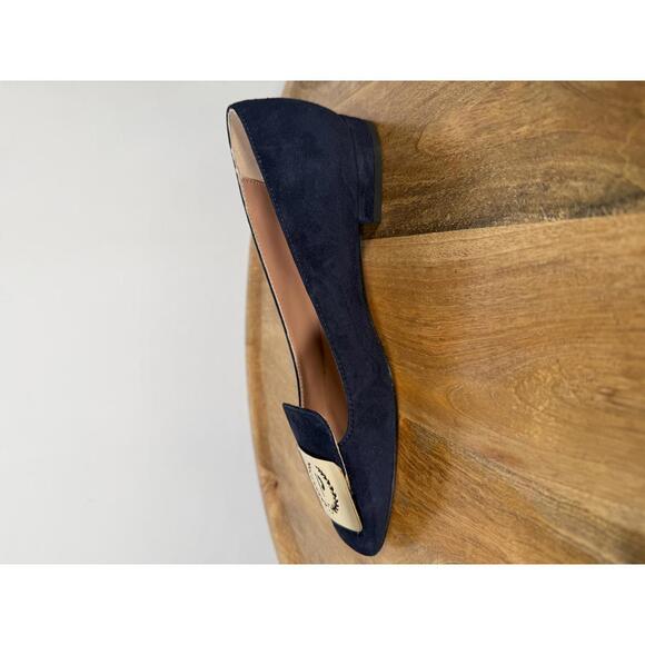 Pollini Clodette15 Oceano Navy Suede Ballerinas w/ Gold Plaque EU 35 / US 5 NWB - Picture 11 of 12